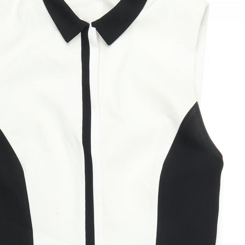 Dorothy Perkins Womens White Polyester Pencil Dress Size 14 Round Neck Zip