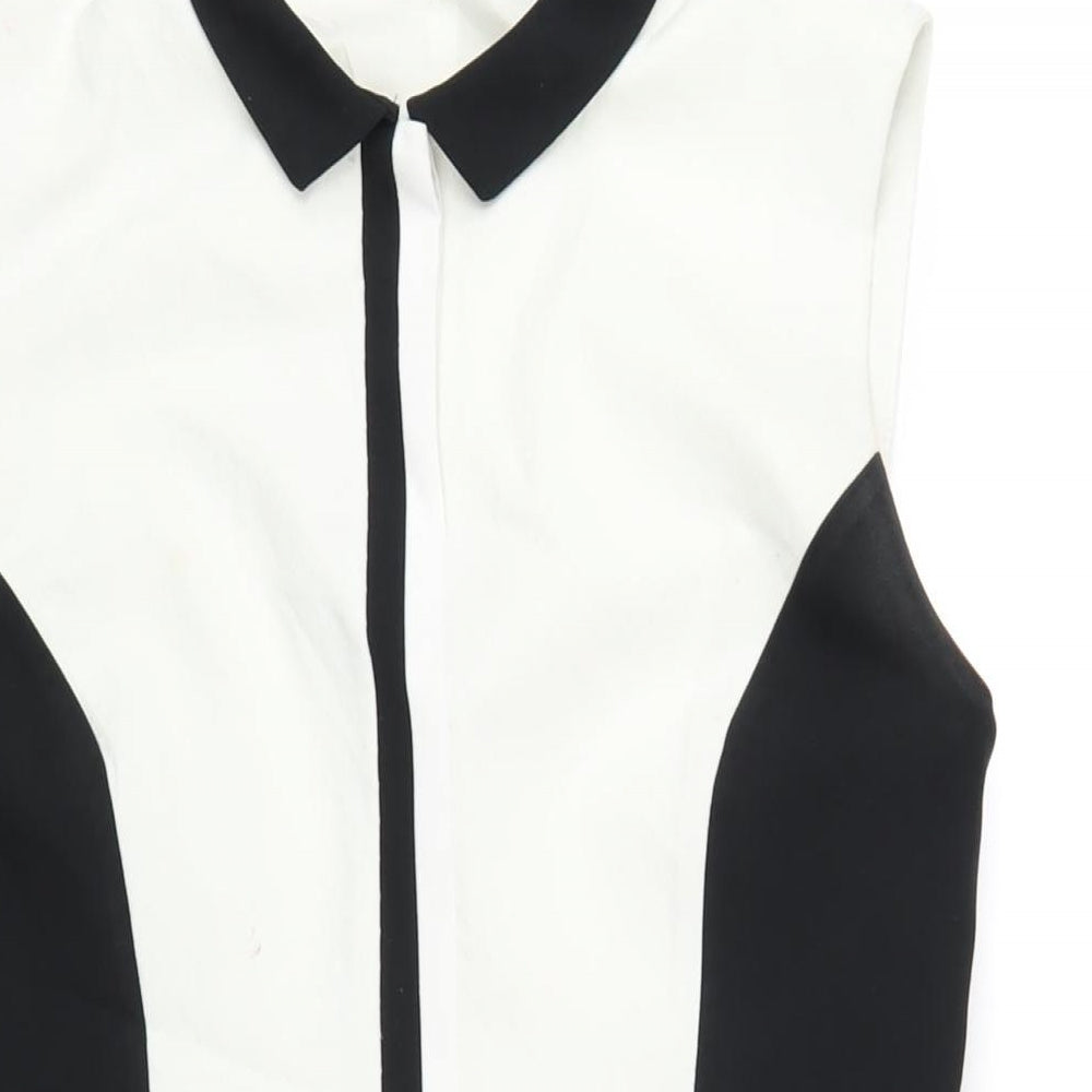 Dorothy Perkins Womens White Polyester Pencil Dress Size 14 Round Neck Zip