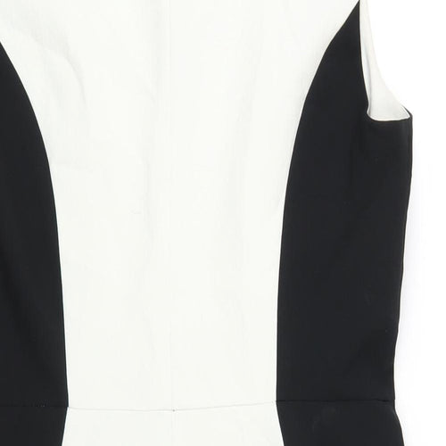 Dorothy Perkins Womens White Polyester Pencil Dress Size 14 Round Neck Zip