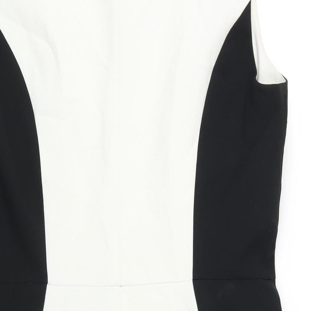 Dorothy Perkins Womens White Polyester Pencil Dress Size 14 Round Neck Zip
