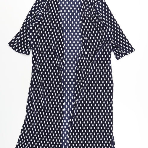 Julipa Womens Blue Polka Dot Polyester Kimono T-Shirt Size 14 V-Neck