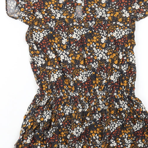NEXT Girls Multicoloured Fair Isle Viscose A-Line Size 9 Years Round Neck Button
