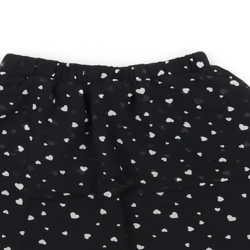 New Look Girls Black Geometric Polyester A-Line Skirt Size 9 Years Regular