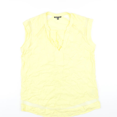 Warehouse Womens Yellow Viscose Basic Tank Size 10 V-Neck