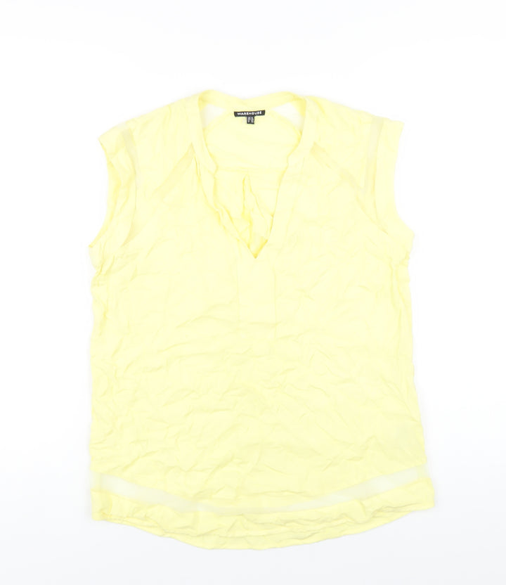 Warehouse Womens Yellow Viscose Basic Tank Size 10 V-Neck