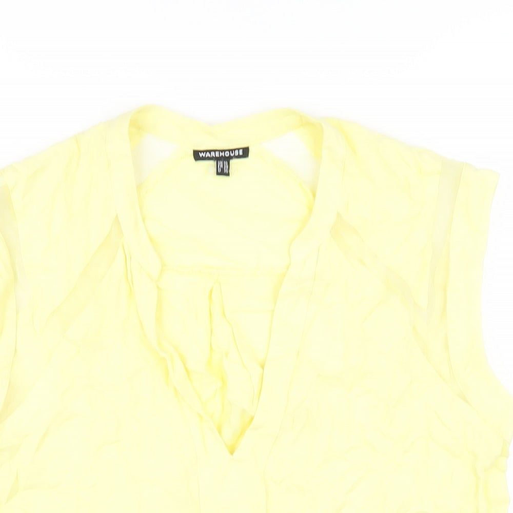 Warehouse Womens Yellow Viscose Basic Tank Size 10 V-Neck