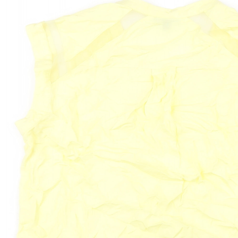 Warehouse Womens Yellow Viscose Basic Tank Size 10 V-Neck