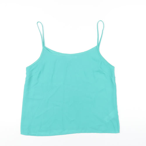 New Look Womens Green Polyester Camisole T-Shirt Size 12 Round Neck