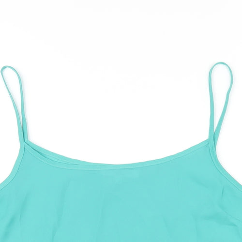 New Look Womens Green Polyester Camisole T-Shirt Size 12 Round Neck
