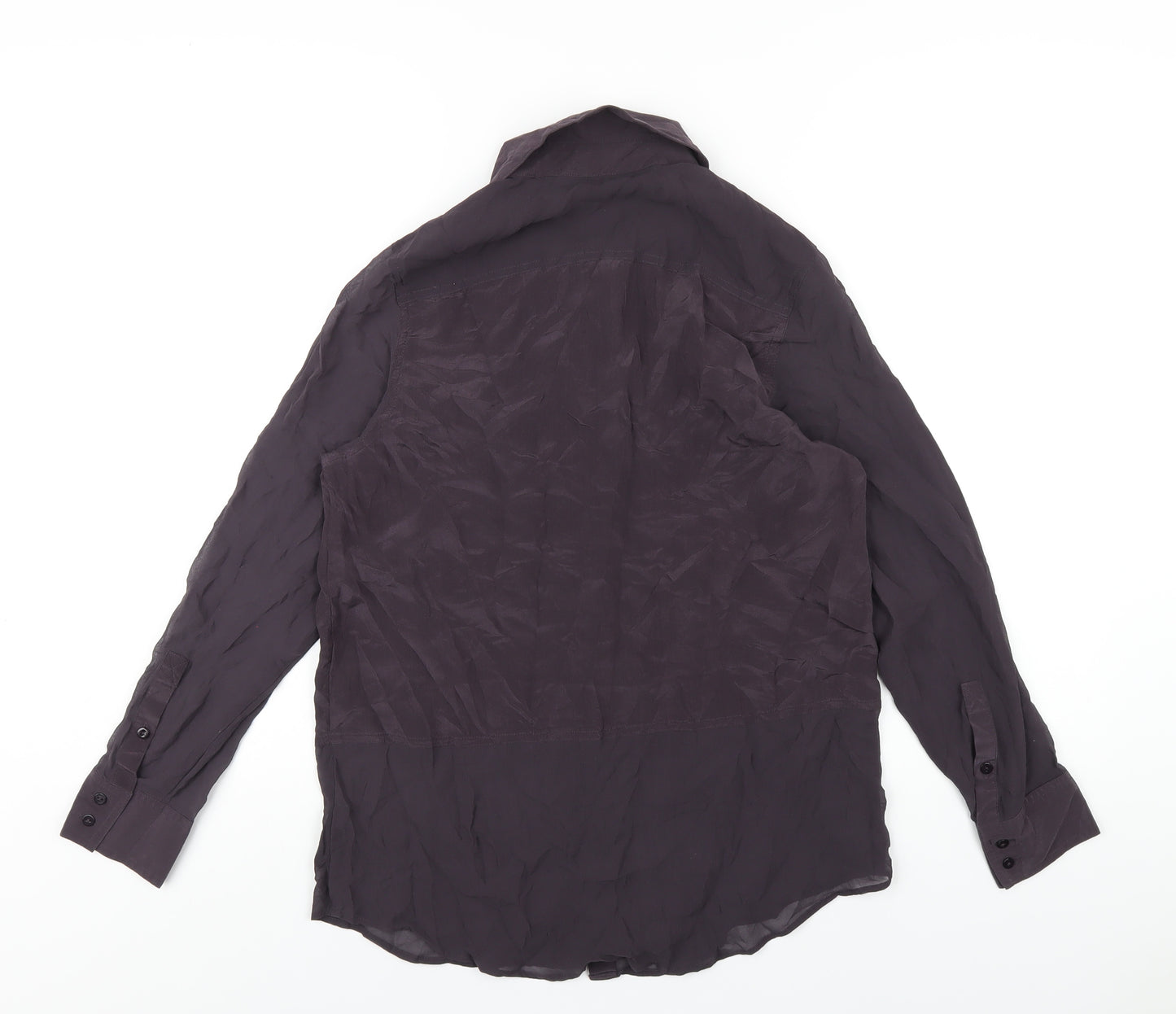 Autograph Womens Purple Silk Basic Button-Up Size 10 Collared