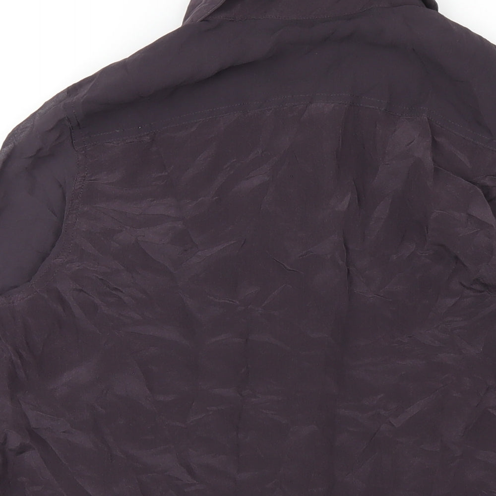 Autograph Womens Purple Silk Basic Button-Up Size 10 Collared