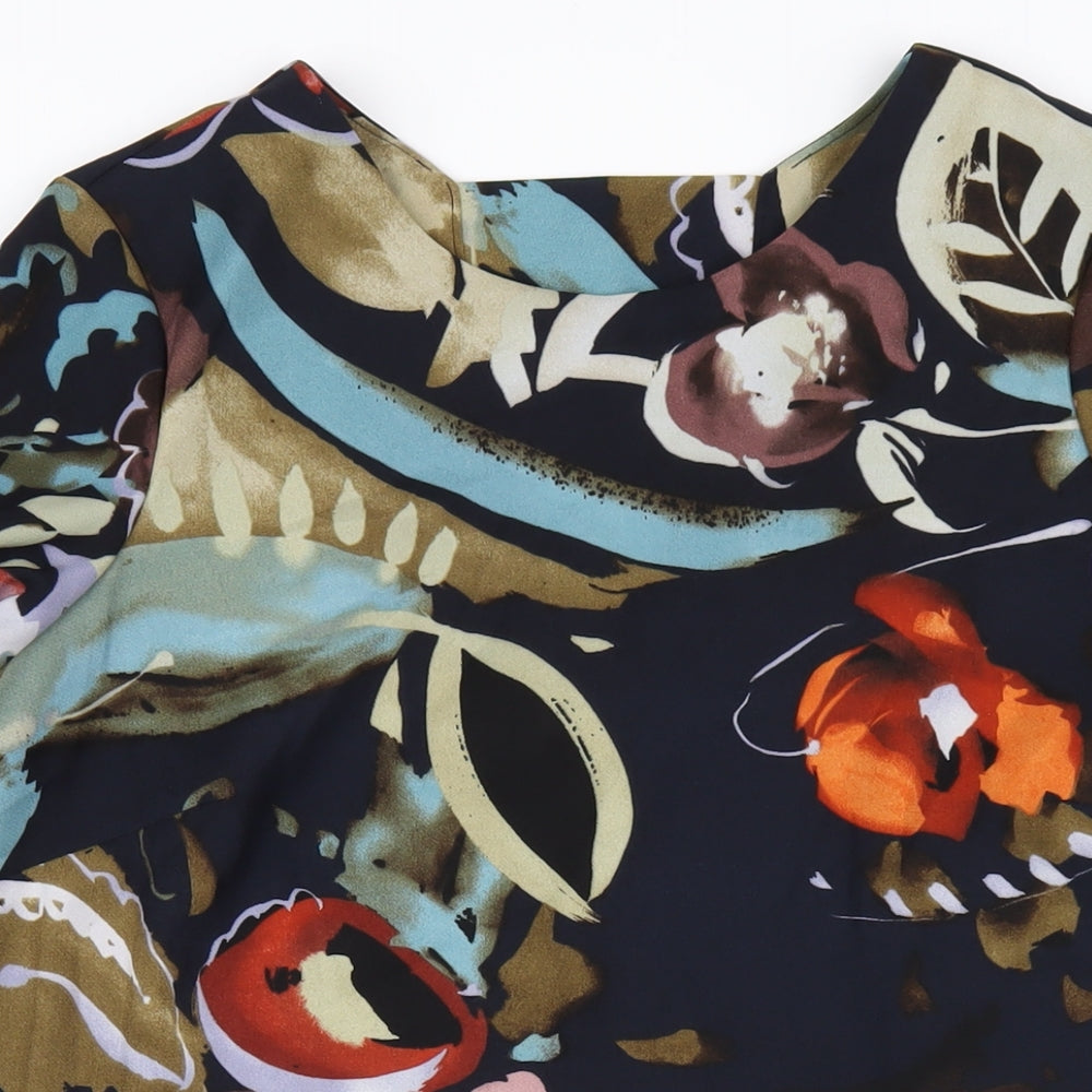 Marks and Spencer Womens Multicoloured Geometric Polyester A-Line Size 12 Round Neck Pullover