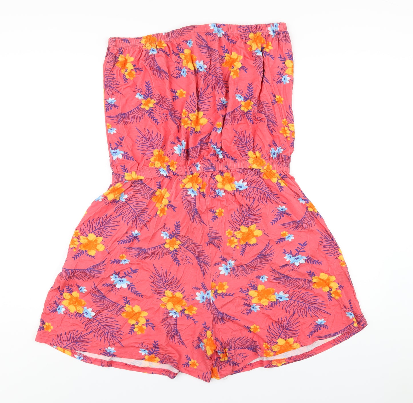 Capsule Womens Pink Floral Viscose Playsuit One-Piece Size 18 Pullover