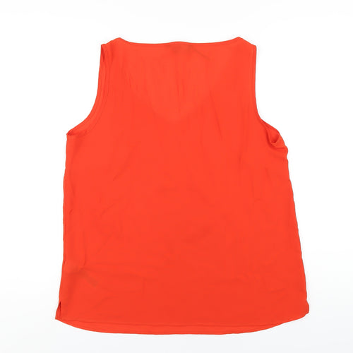 Marks and Spencer Womens Orange Polyester Basic Tank Size 14 V-Neck