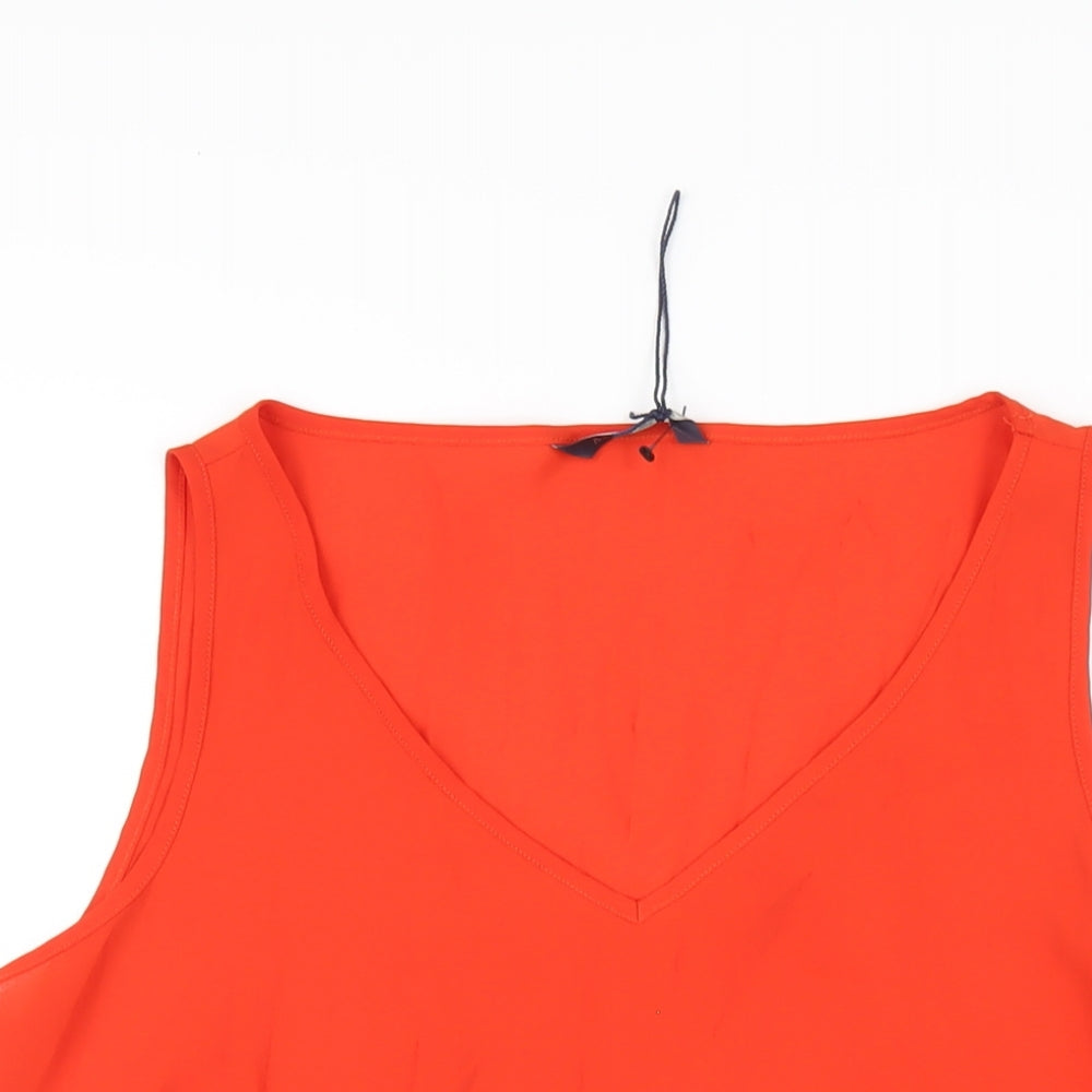 Marks and Spencer Womens Orange Polyester Basic Tank Size 14 V-Neck