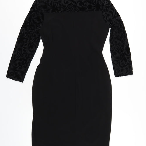 Betty Jackson Womens Black Polyester Bodycon Size 14 Round Neck Pullover