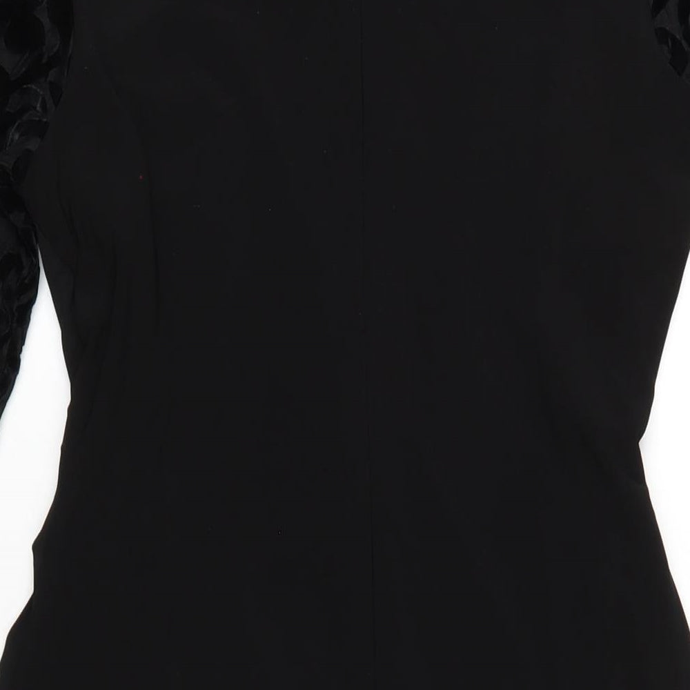 Betty Jackson Womens Black Polyester Bodycon Size 14 Round Neck Pullover