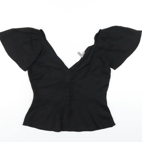 ASOS Womens Black Polyester Basic Blouse Size 8 V-Neck