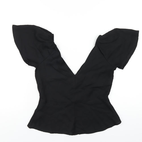 ASOS Womens Black Polyester Basic Blouse Size 8 V-Neck