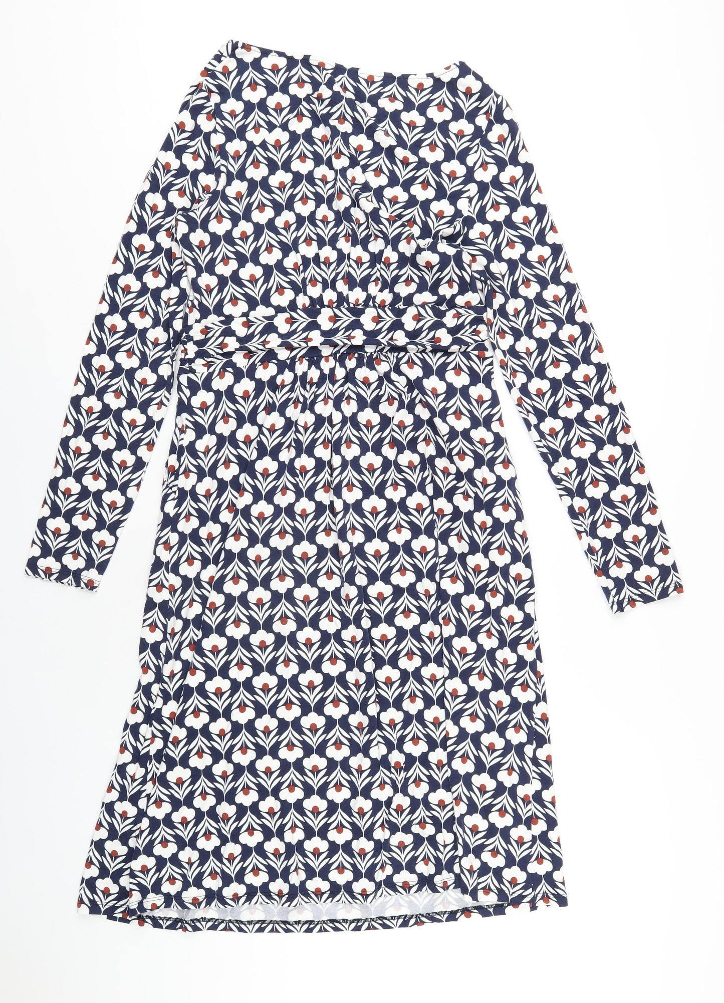 Boden Womens Blue Floral Viscose A-Line Size 12 Round Neck Pullover