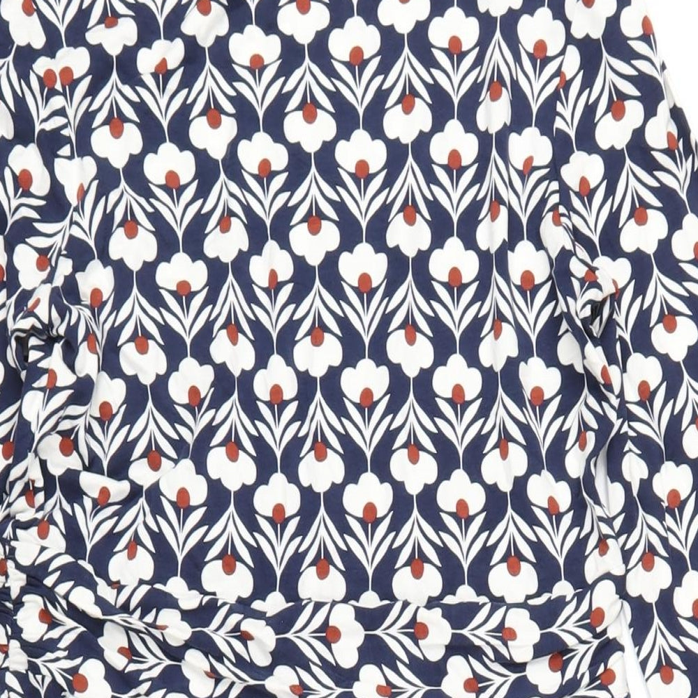 Boden Womens Blue Floral Viscose A-Line Size 12 Round Neck Pullover