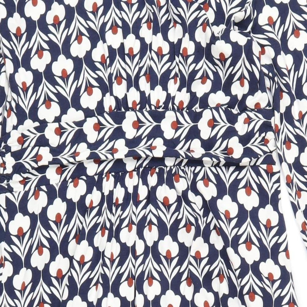 Boden Womens Blue Floral Viscose A-Line Size 12 Round Neck Pullover