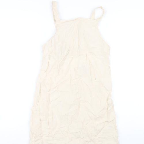 ASOS Womens Beige Linen A-Line Size 10 Square Neck Zip