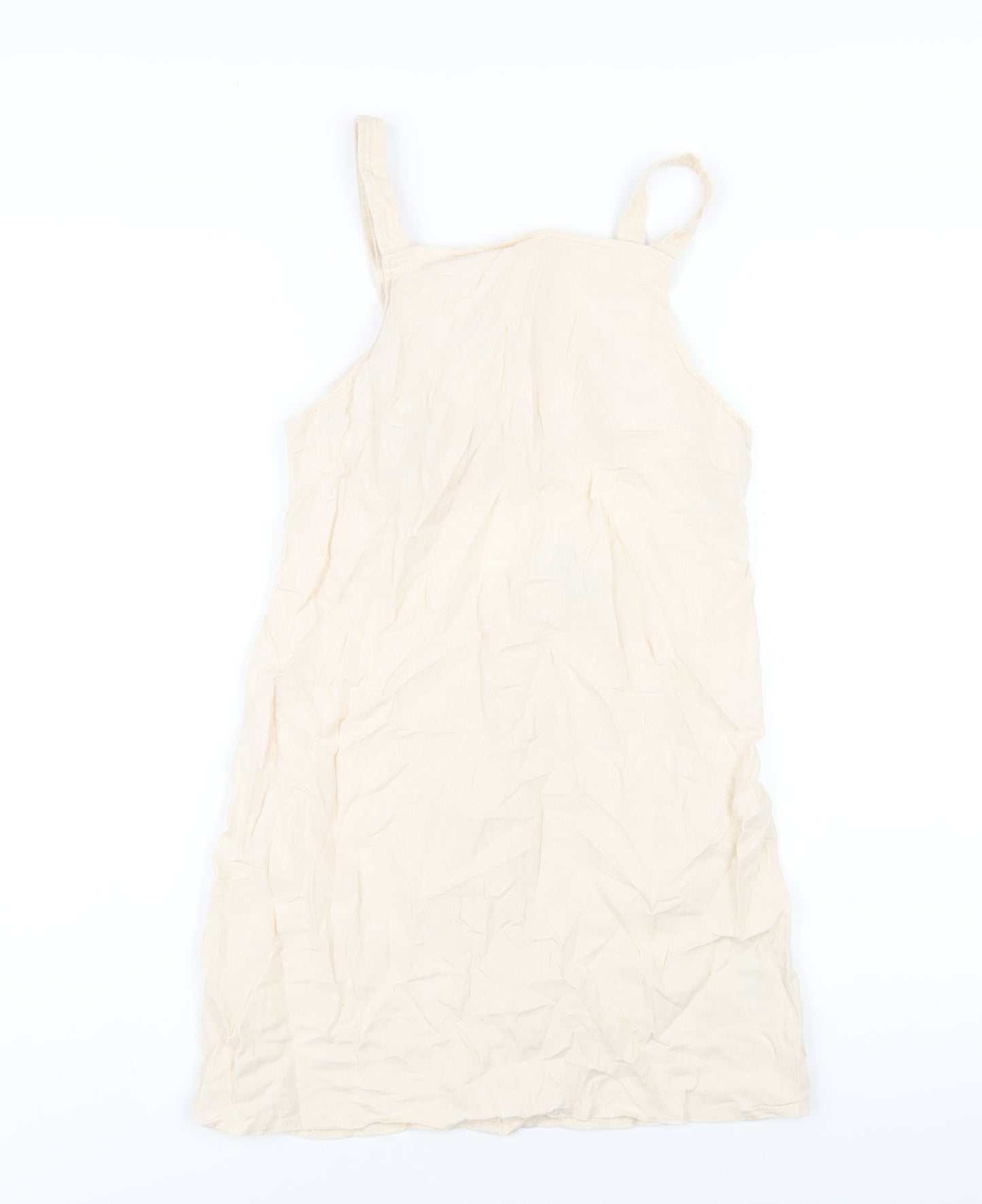 ASOS Womens Beige Linen A-Line Size 10 Square Neck Zip