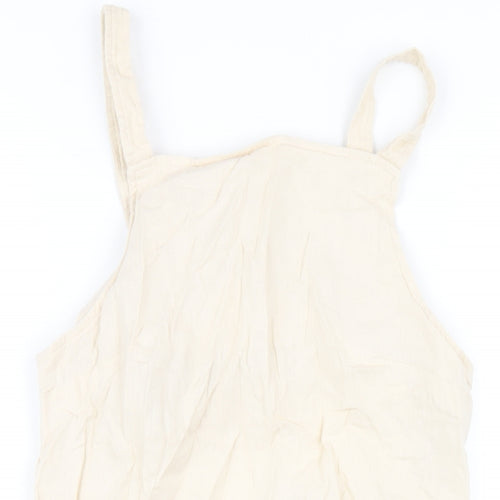 ASOS Womens Beige Linen A-Line Size 10 Square Neck Zip