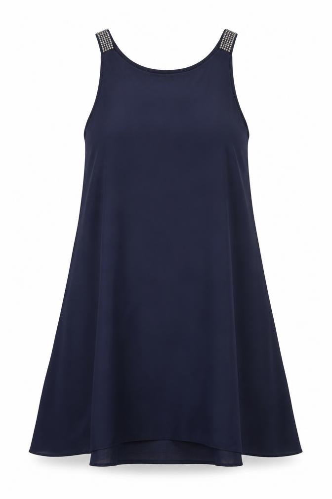 Front view of Next women’s blue viscose a-line, size UK 12, round neck pullover