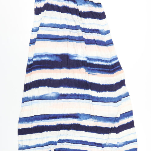 Marks and Spencer Womens Multicoloured Striped Viscose A-Line Size 14 Square Neck Pullover