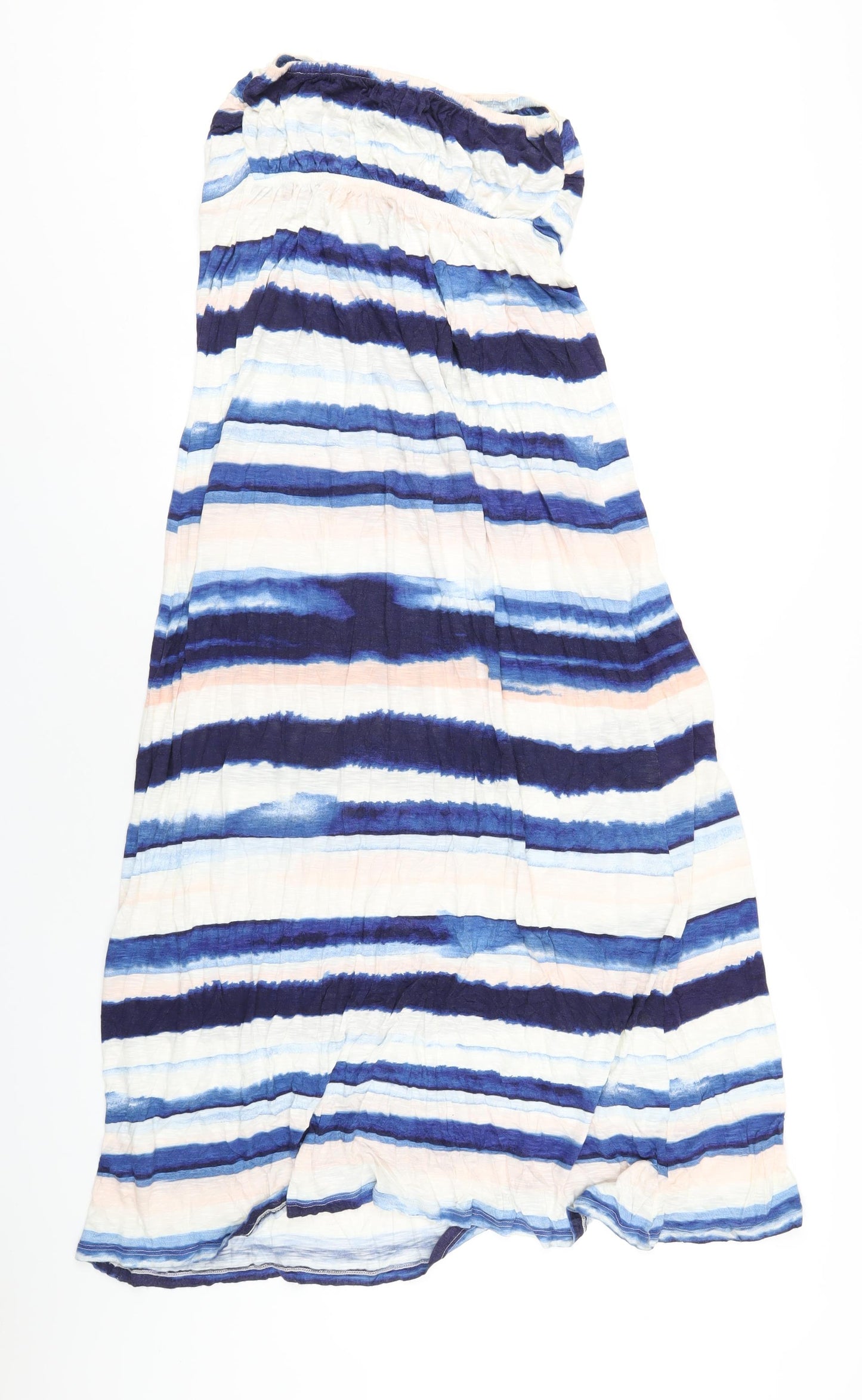 Marks and Spencer Womens Multicoloured Striped Viscose A-Line Size 14 Square Neck Pullover