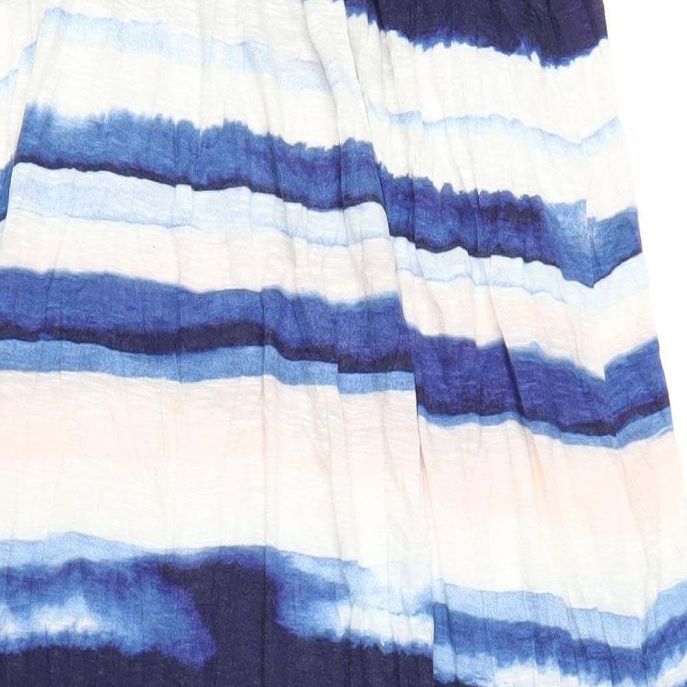 Marks and Spencer Womens Multicoloured Striped Viscose A-Line Size 14 Square Neck Pullover