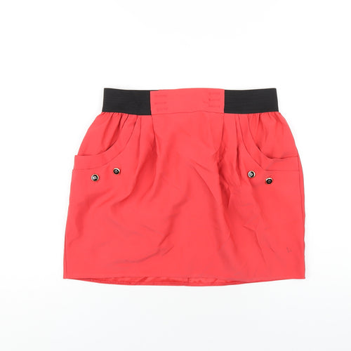 River Island Womens Red Polyester A-Line Skirt Size 10