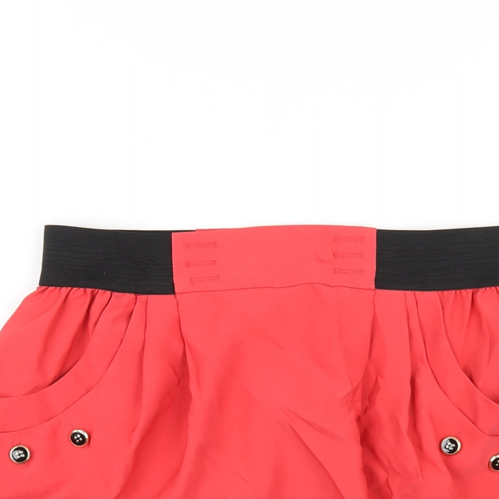 River Island Womens Red Polyester A-Line Skirt Size 10