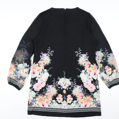 Lipsy Womens Multicoloured Floral Polyester A-Line Size 14 Round Neck Zip