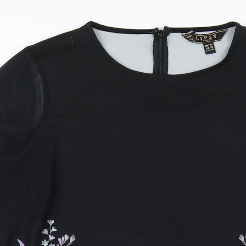 Lipsy Womens Multicoloured Floral Polyester A-Line Size 14 Round Neck Zip