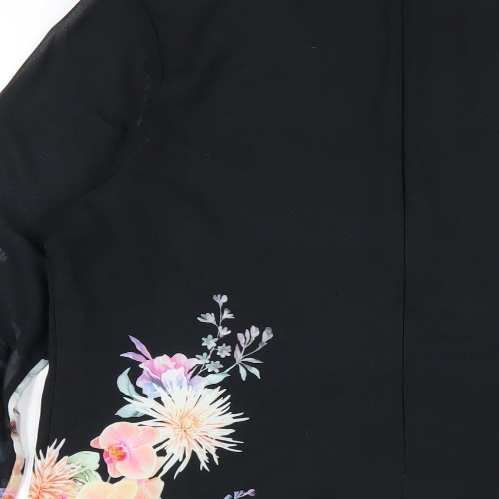 Lipsy Womens Multicoloured Floral Polyester A-Line Size 14 Round Neck Zip