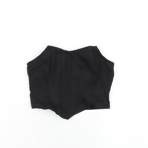 Missguided Womens Black Cotton Cropped Blouse Size 6 Square Neck - Corset