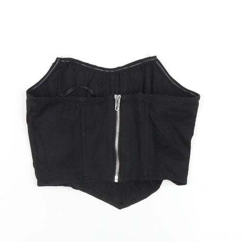 Missguided Womens Black Cotton Cropped Blouse Size 6 Square Neck - Corset