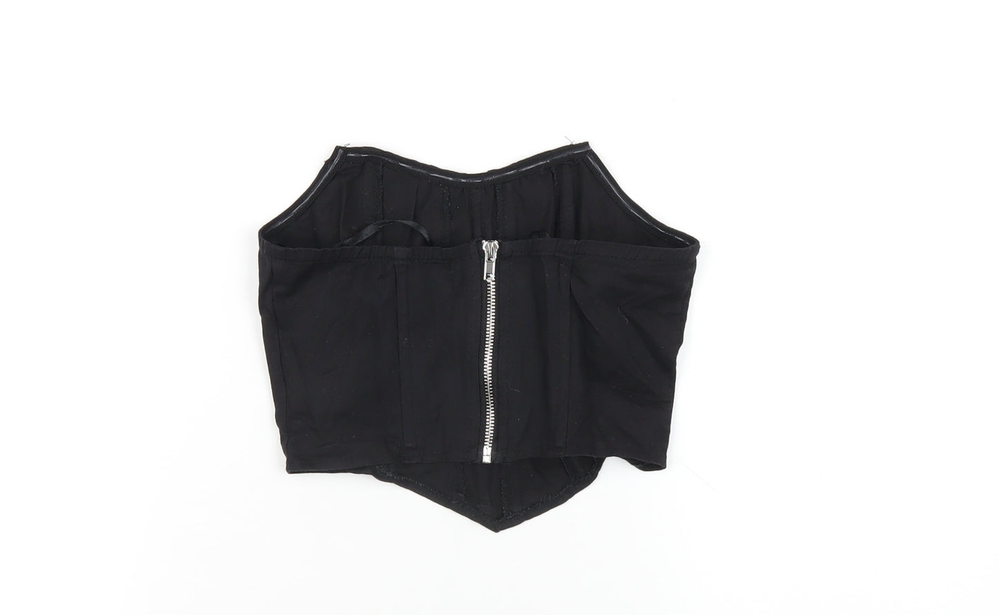 Missguided Womens Black Cotton Cropped Blouse Size 6 Square Neck - Corset