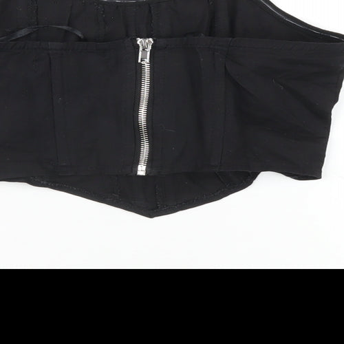 Missguided Womens Black Cotton Cropped Blouse Size 6 Square Neck - Corset