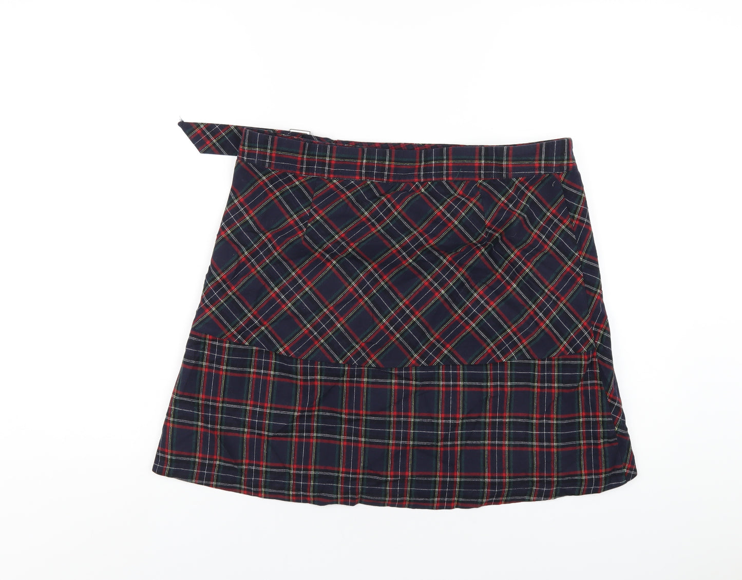 NEXT Womens Multicoloured Plaid Cotton A-Line Skirt Size 14 Button