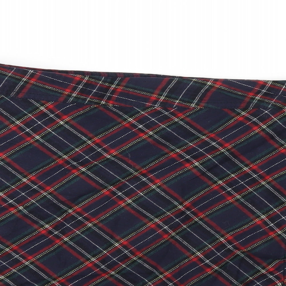 NEXT Womens Multicoloured Plaid Cotton A-Line Skirt Size 14 Button