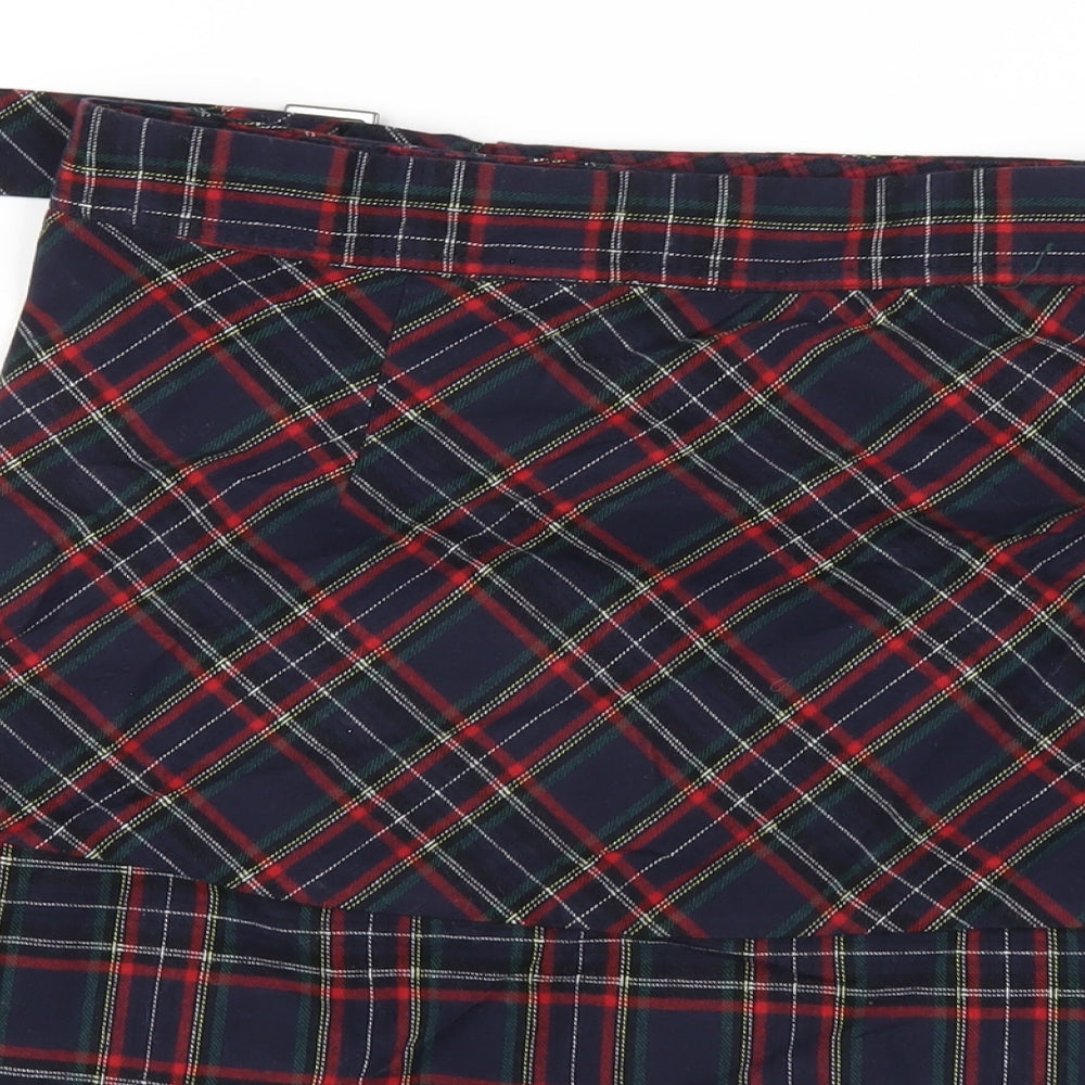NEXT Womens Multicoloured Plaid Cotton A-Line Skirt Size 14 Button