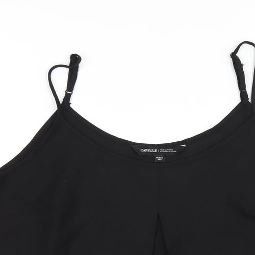 Capsule Womens Black Polyester Camisole T-Shirt Size 16 Round Neck