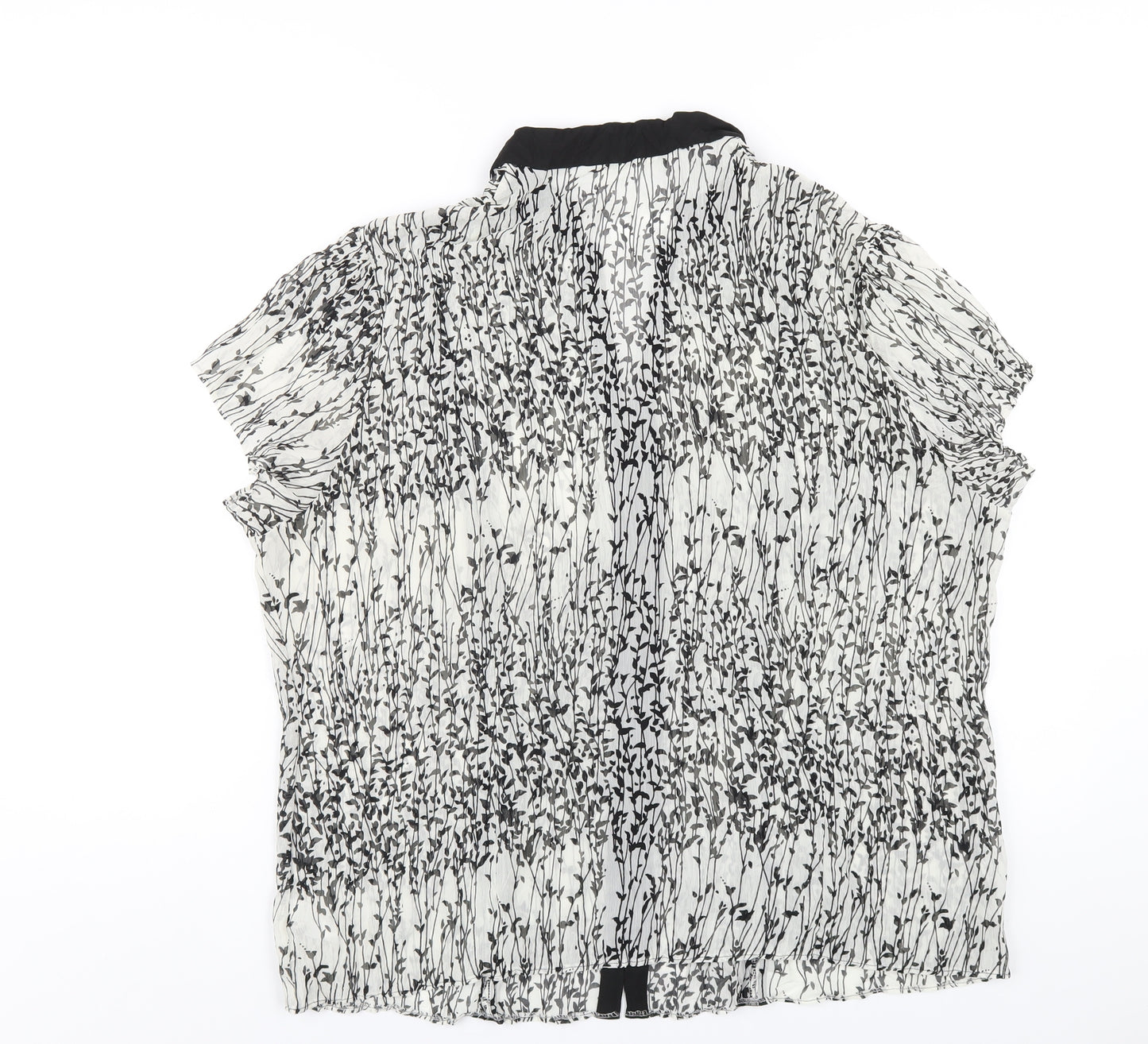 Marks and Spencer Womens Black Geometric Polyester Basic Button-Up Size 20 V-Neck