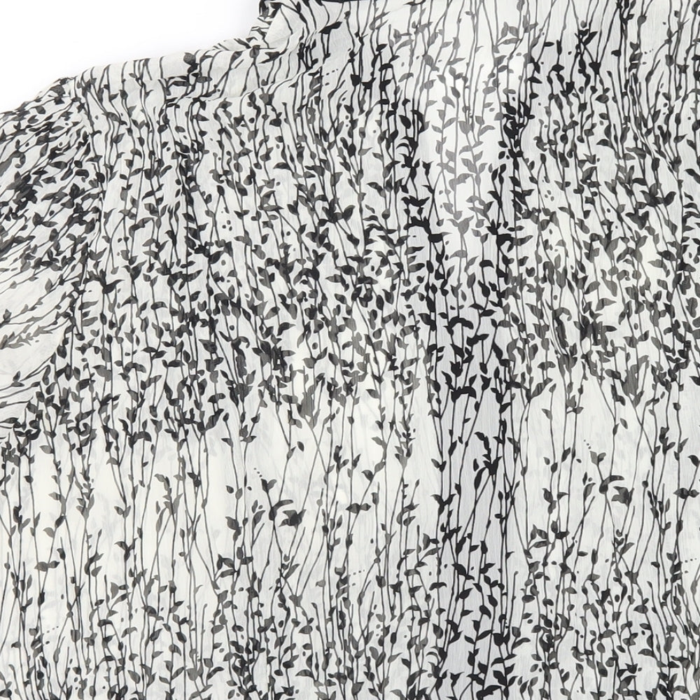 Marks and Spencer Womens Black Geometric Polyester Basic Button-Up Size 20 V-Neck