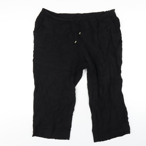 Capsule Womens Black Viscose Trousers Size 20 L23 in Regular Drawstring