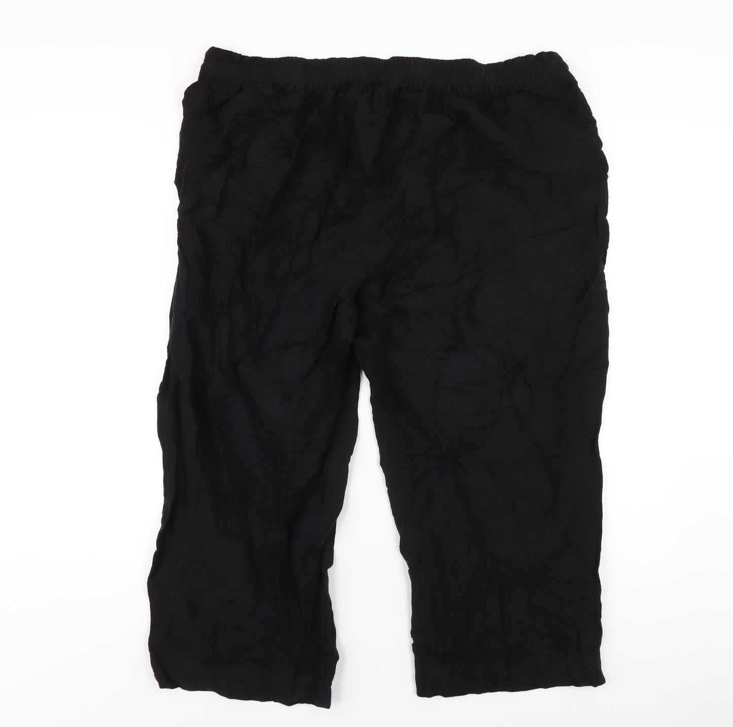 Capsule Womens Black Viscose Trousers Size 20 L23 in Regular Drawstring